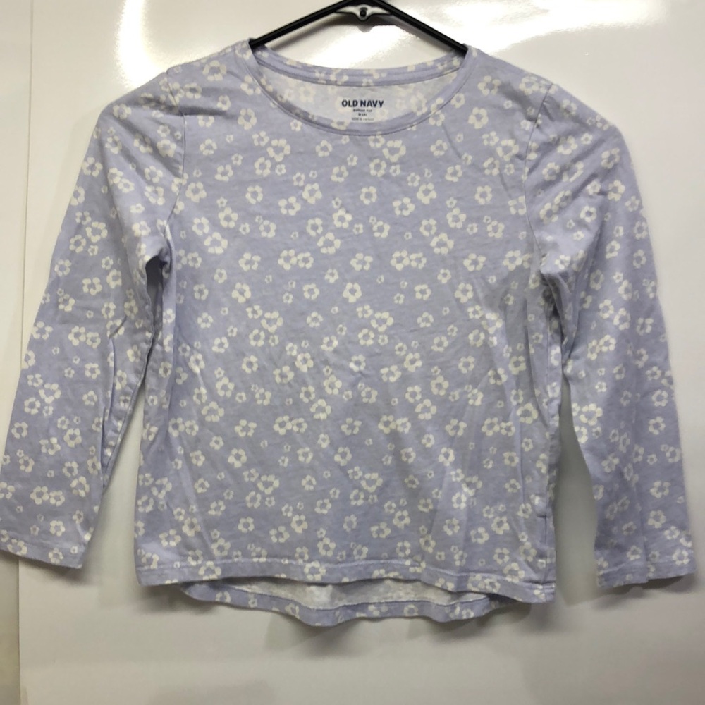 Old Navy Softest Tee M(8) Long Sleeve Purple/White Flowers